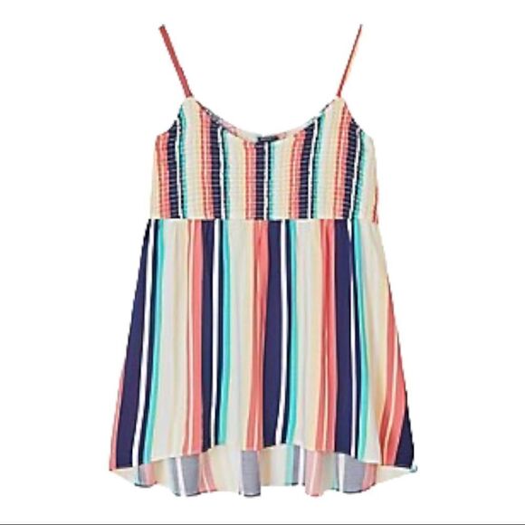 TORRID MULTI STRIPE CHALLIS SMOCKED BABYDOLL TUNIC CAMI Women Size 1 - Picture 1 of 10